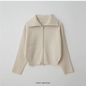 Cashmere blend full zip cardigan sweater